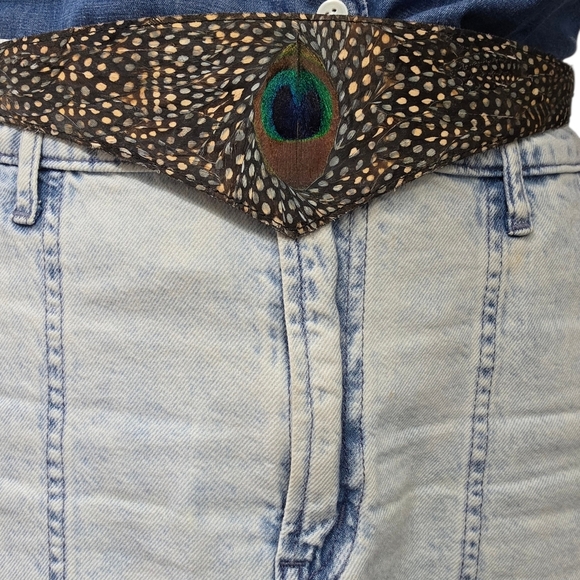 Vintage Peacock Feather Statement Belt Art 707 Boho S/M main image 8
